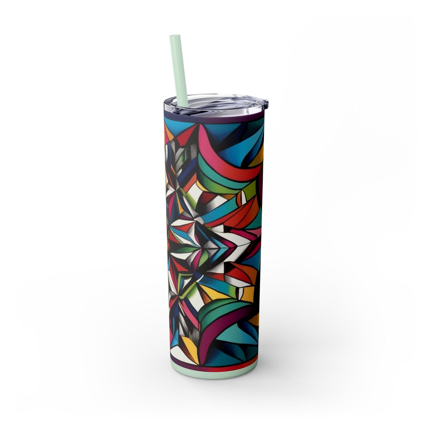 Optical Illusion Skinny Tumbler with Straw, 20oz