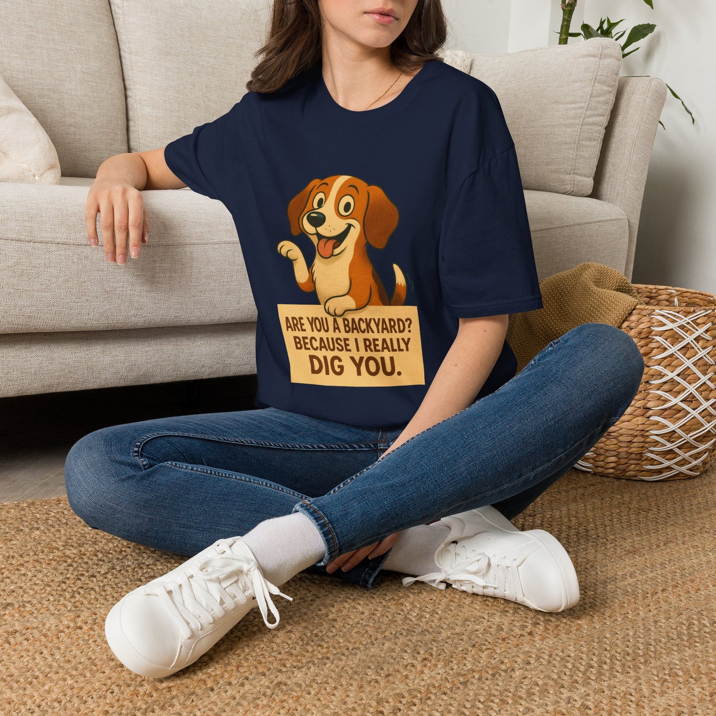 "Are You a Backyard? Because I Really Dig You" Cute Puppy Tee Shirt