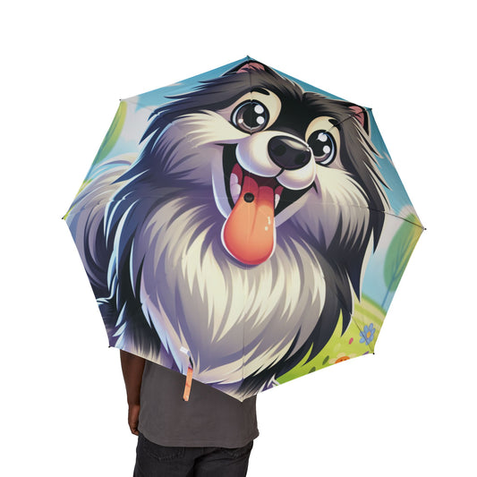 Keeshond Semi-Automatic Foldable Umbrella