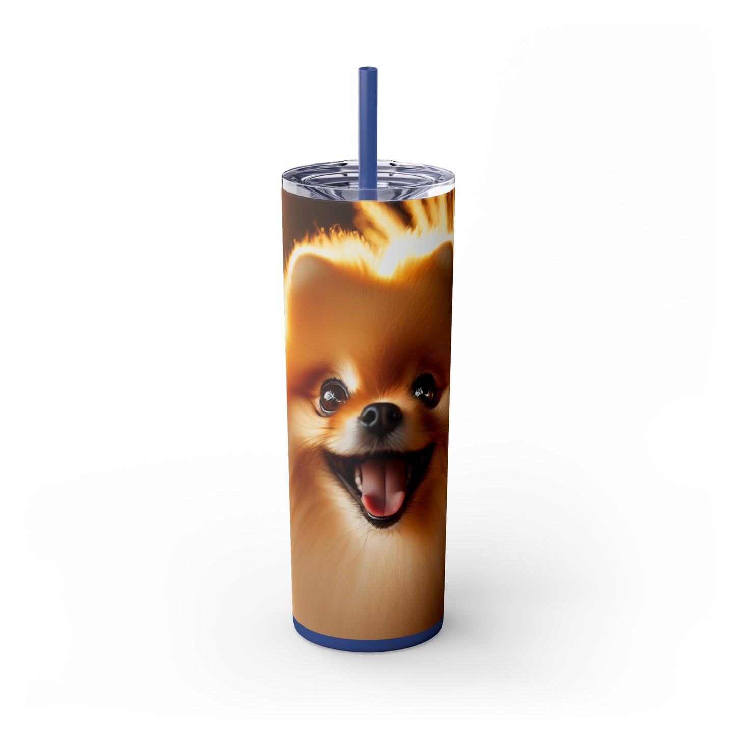 Pomeranian Skinny Tumbler with Straw, 20oz