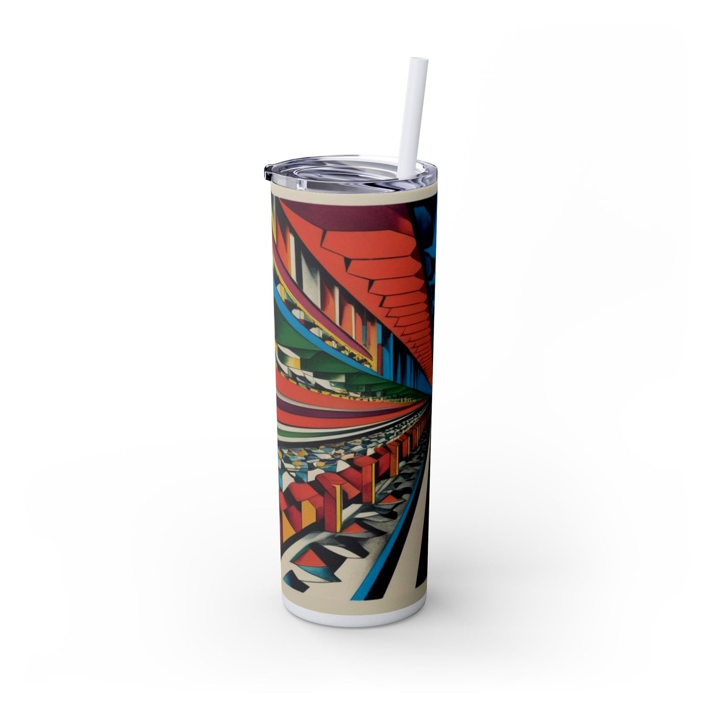 Optical Illusion Skinny Tumbler with Straw, 20oz