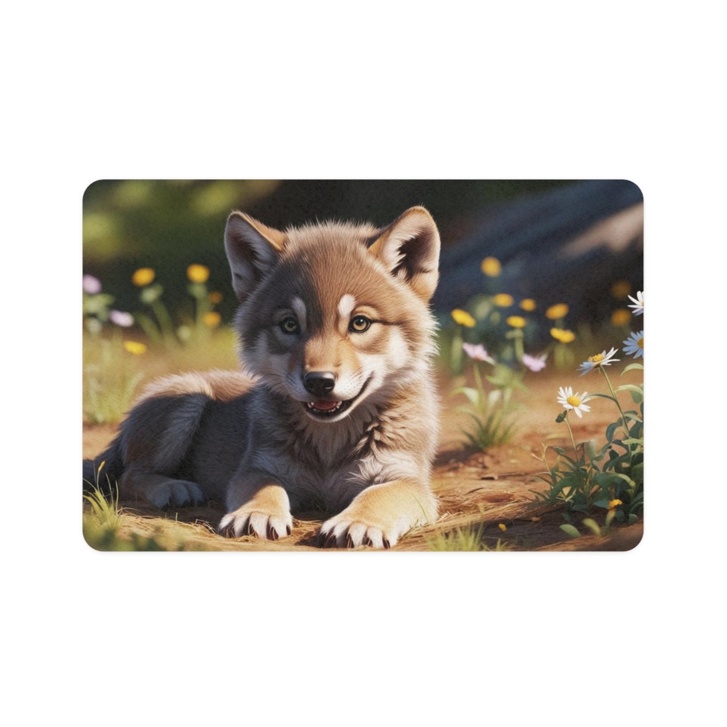 Pet Food Mat (12x18) - Wolf Cub