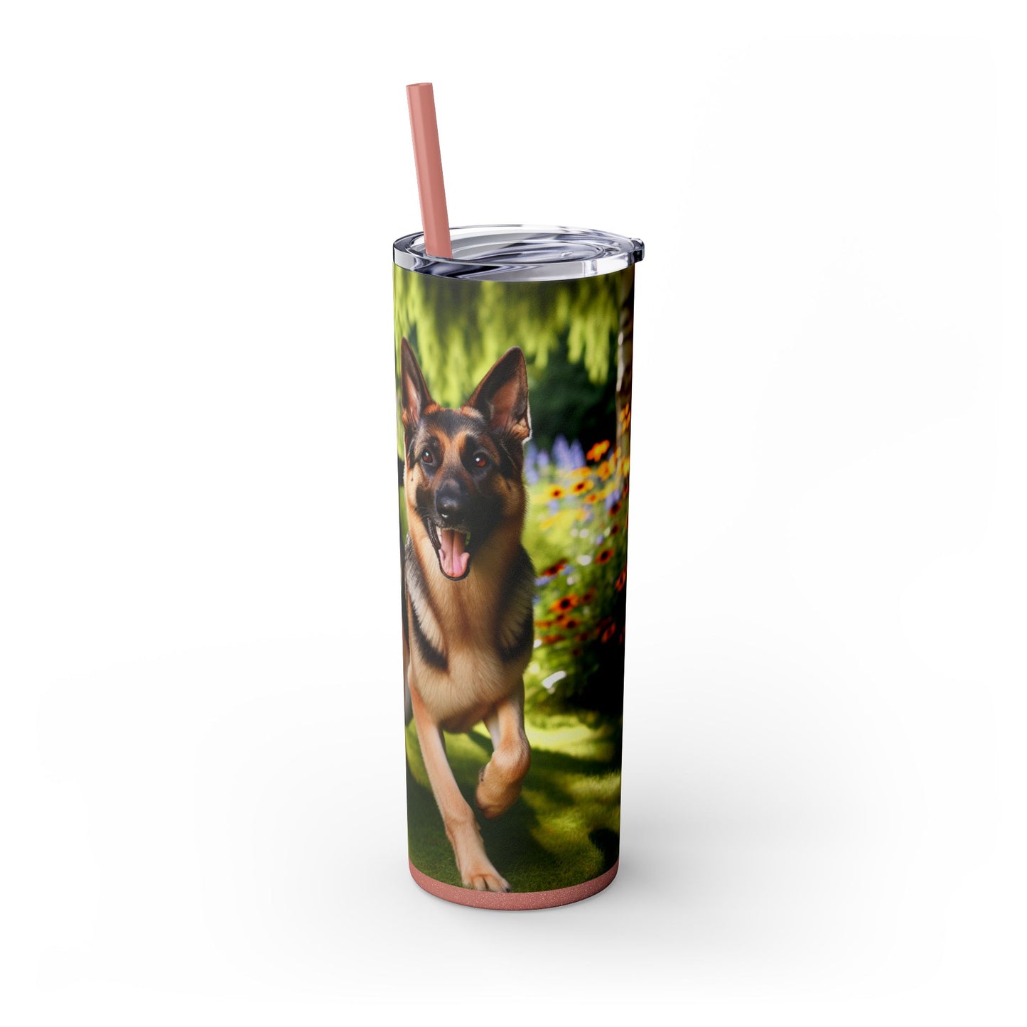 German Shepherd Skinny Tumbler with Straw, 20oz