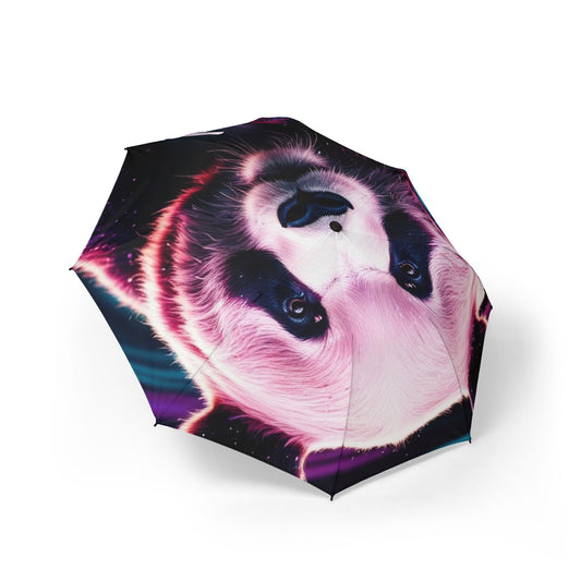 Glittery Panda Semi-Automatic Foldable Umbrella
