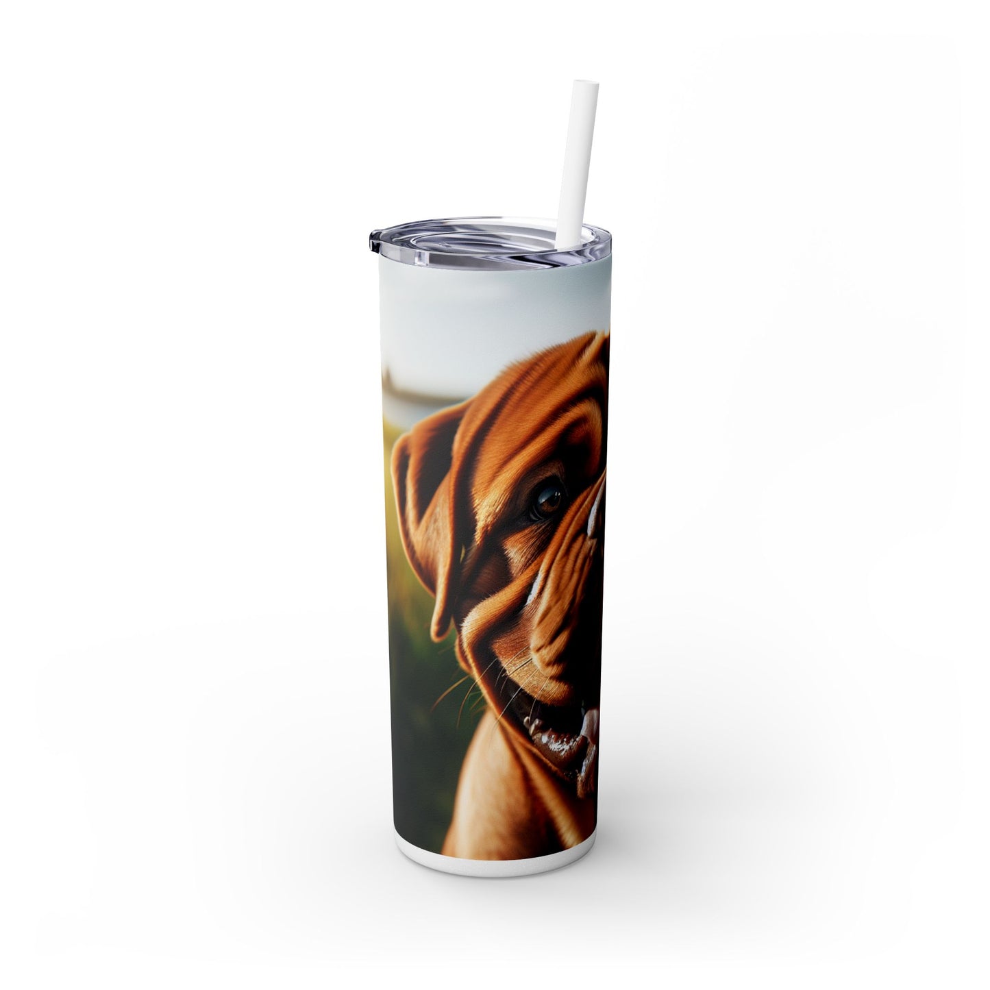 Dogue de Bordeaux Skinny Tumbler with Straw, 20oz
