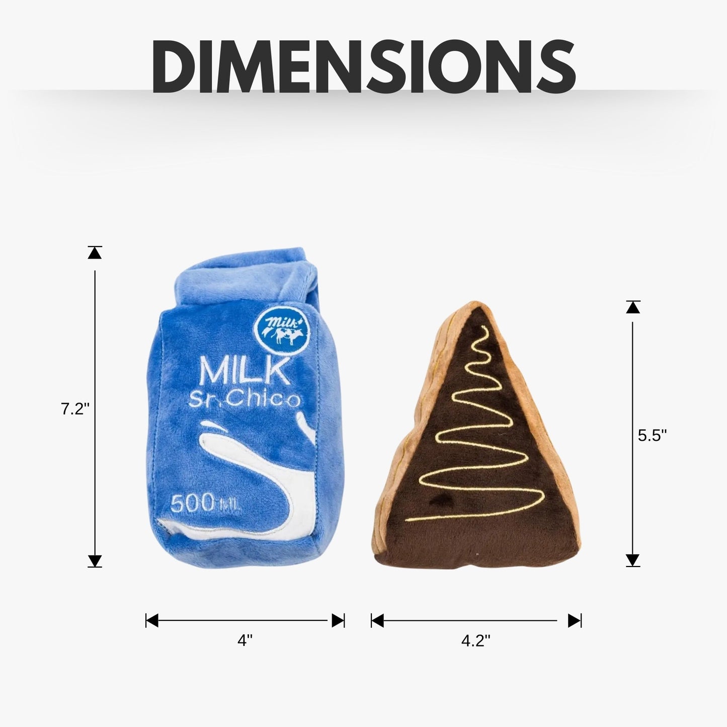 Coffret cadeau de peluche pour chien « Gâteau en tranches et lait » – avec couineur et papier froissé