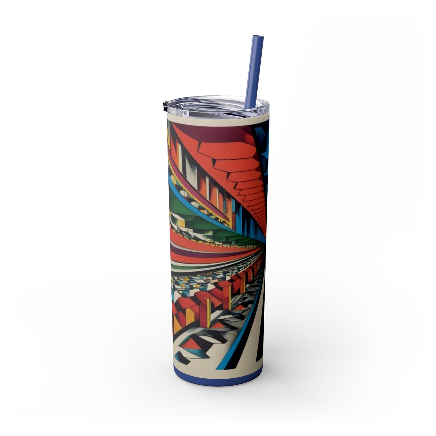 Optical Illusion Skinny Tumbler with Straw, 20oz