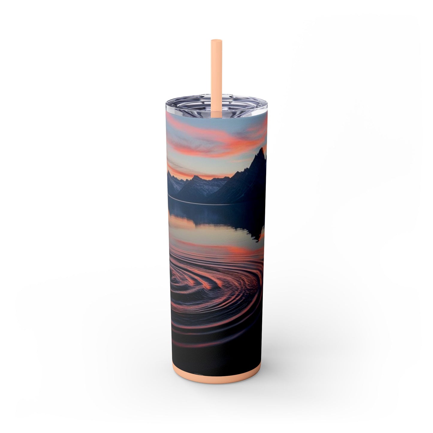 Ripple in a Mountain Lake Skinny Tumbler with Straw, 20oz