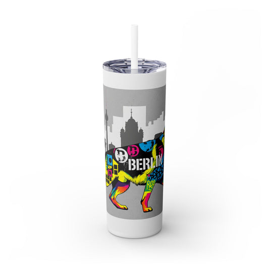 German Shepherd Skinny Tumbler with Straw, 20oz