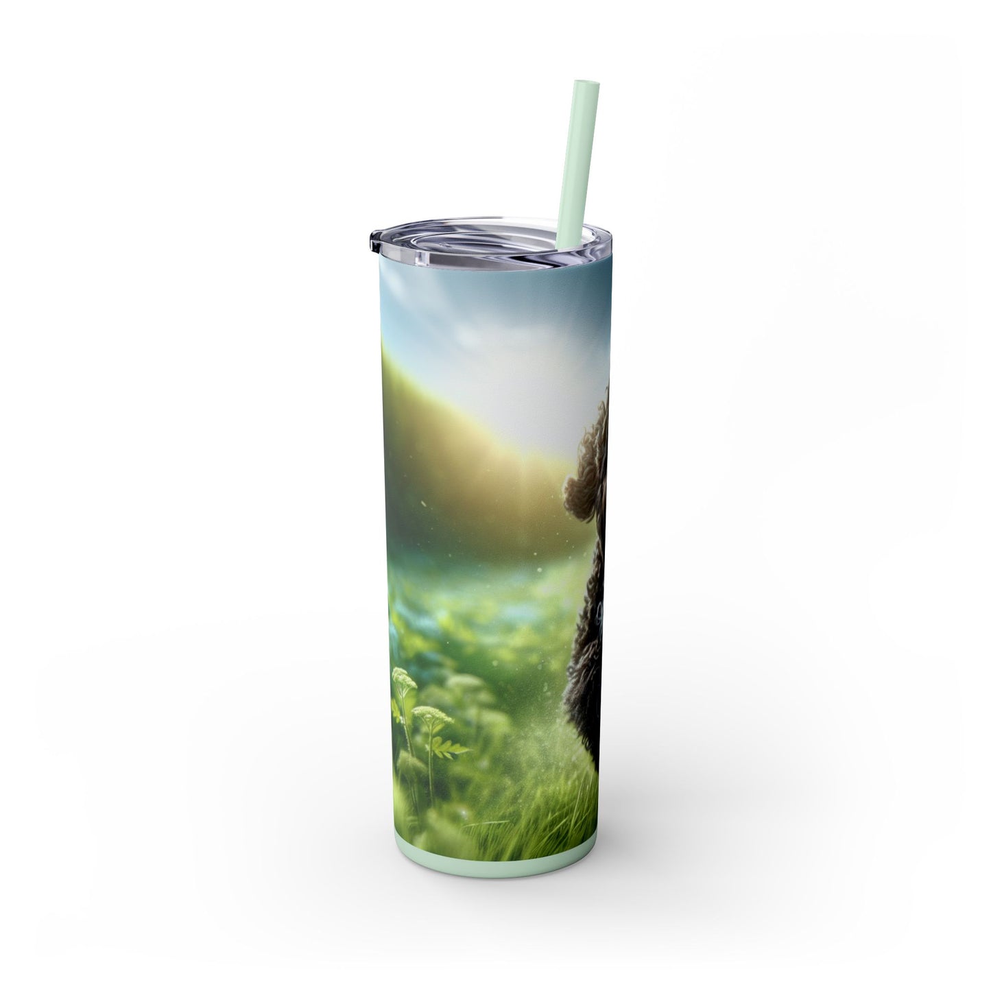 Portuguese Water Dog Skinny Tumbler with Straw, 20oz