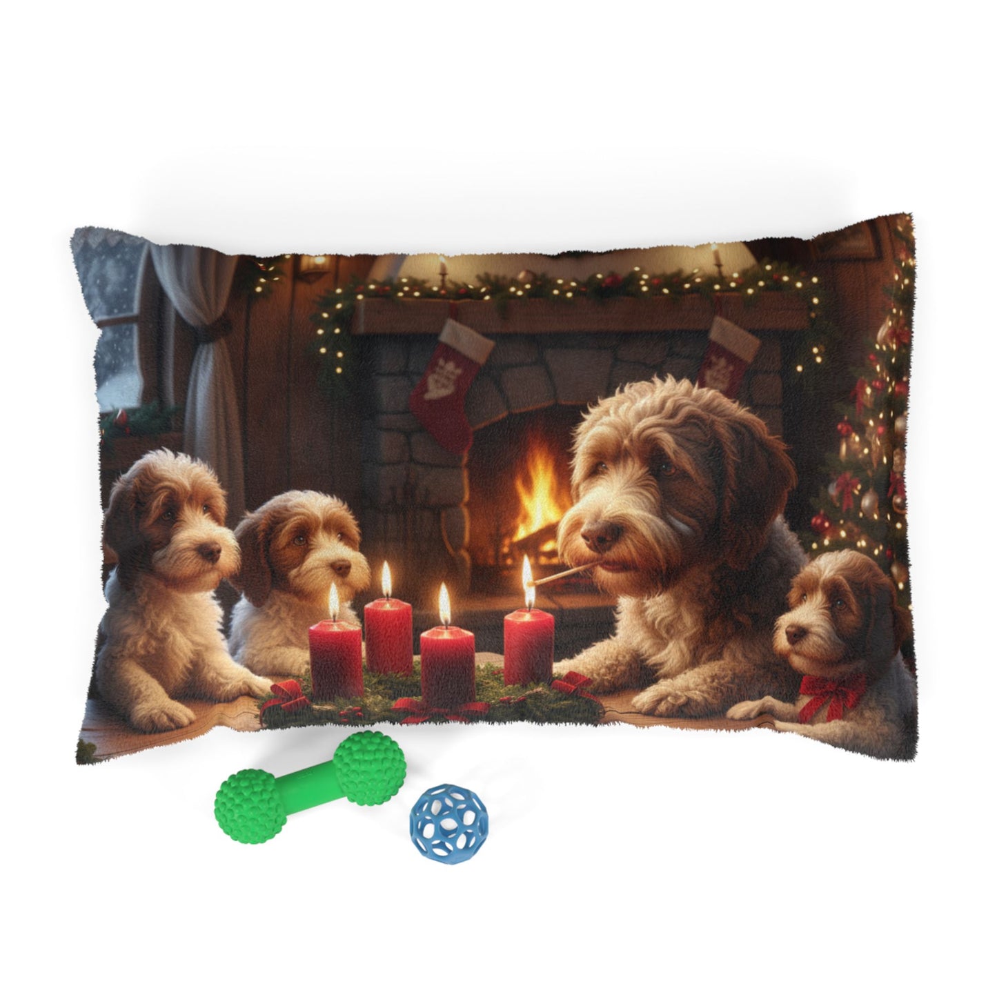 Lagotto Romagnolos Lighting an Advent Candle Pet Bed