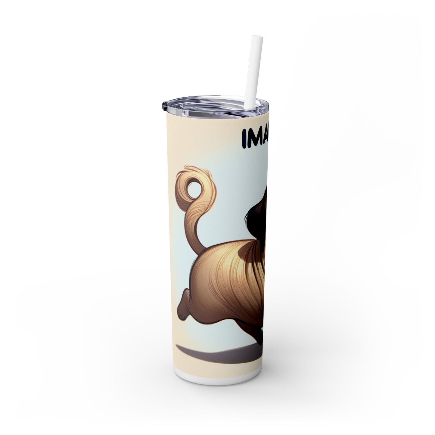 Pug Skinny Tumbler with Straw, 20oz
