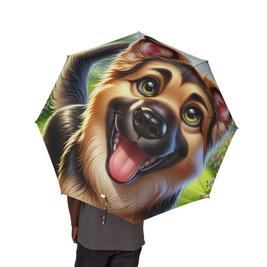 German Shepherd Semi-Automatic Foldable Umbrella