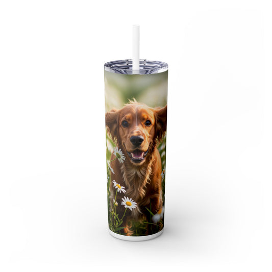 English Cocker Spaniel Skinny Tumbler with Straw, 20oz