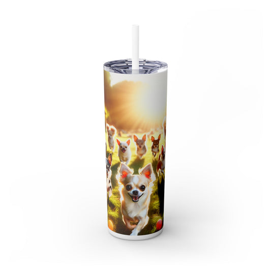 Chihuahua Skinny Tumbler with Straw, 20oz