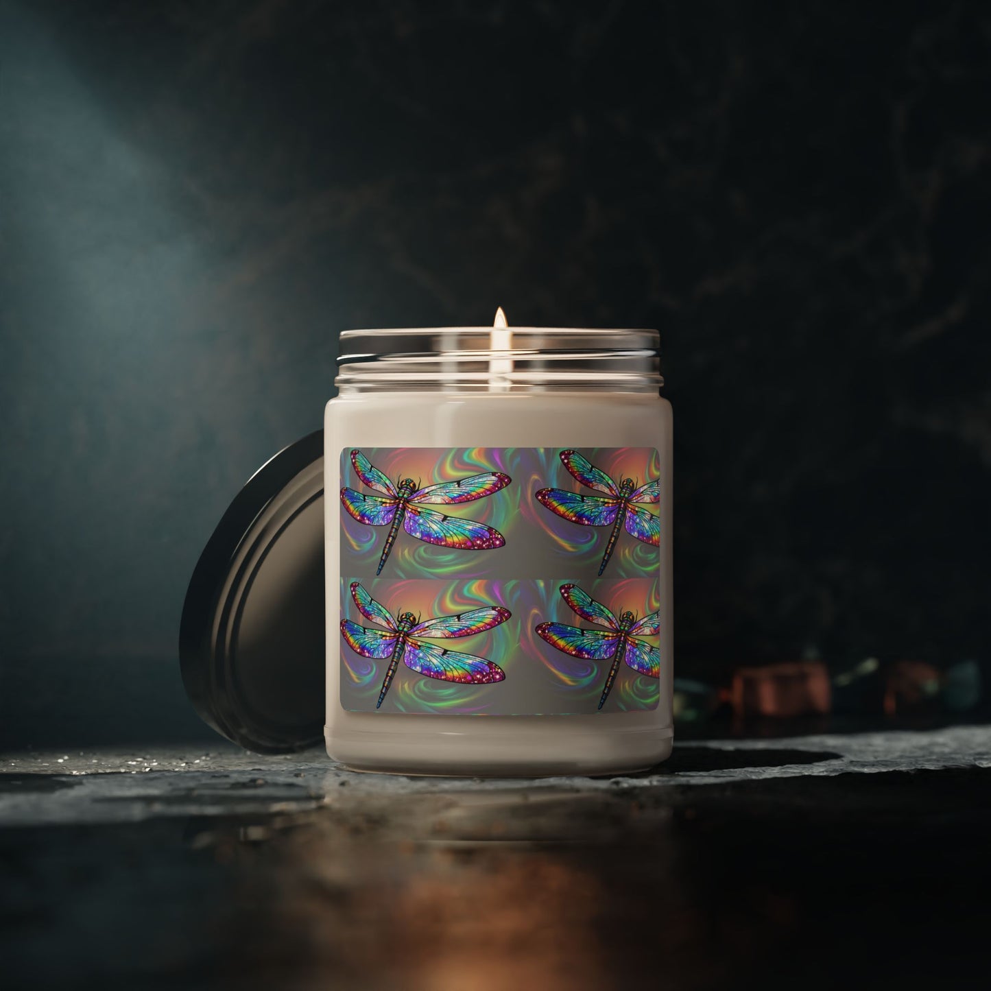 Glittery Psychedelic Dragonfly- Scented Soy Candle, 9oz