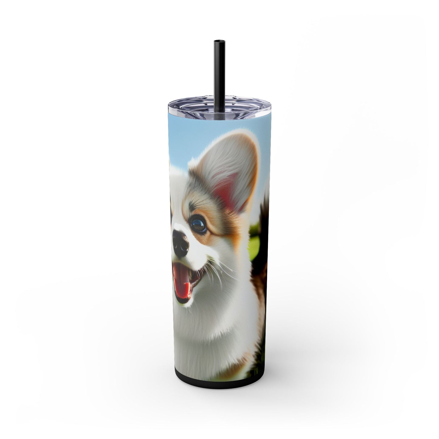 Welsh Corgi Cardigan Skinny Tumbler with Straw, 20oz