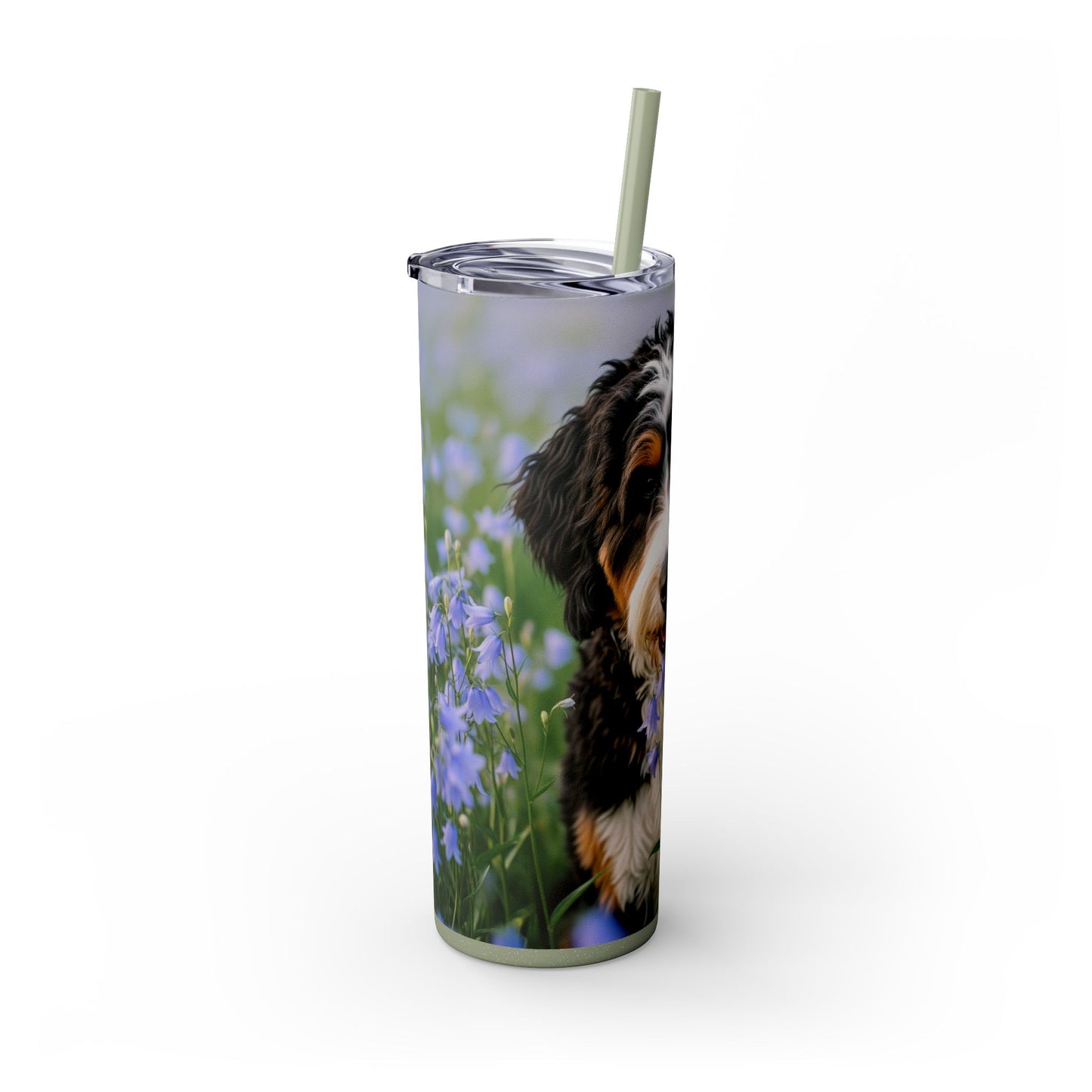 Bernedoodle Skinny Tumbler with Straw, 20oz