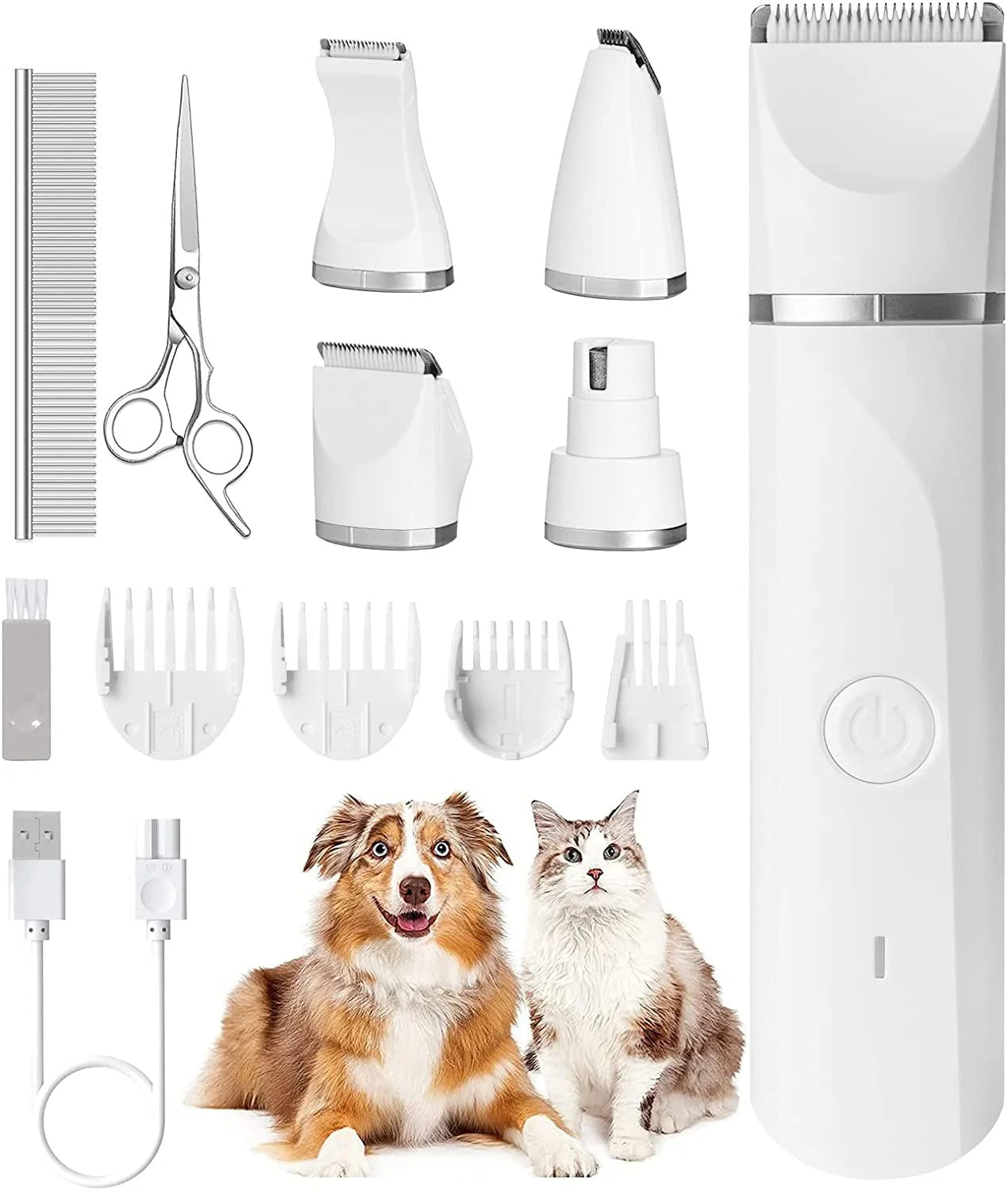 ¡Cuida a tus peludos amigos como un profesional! 🐶✂️ Cortapelos para perros recargables y de bajo ruido con 4 cabezales de corte para todas las mascotas.