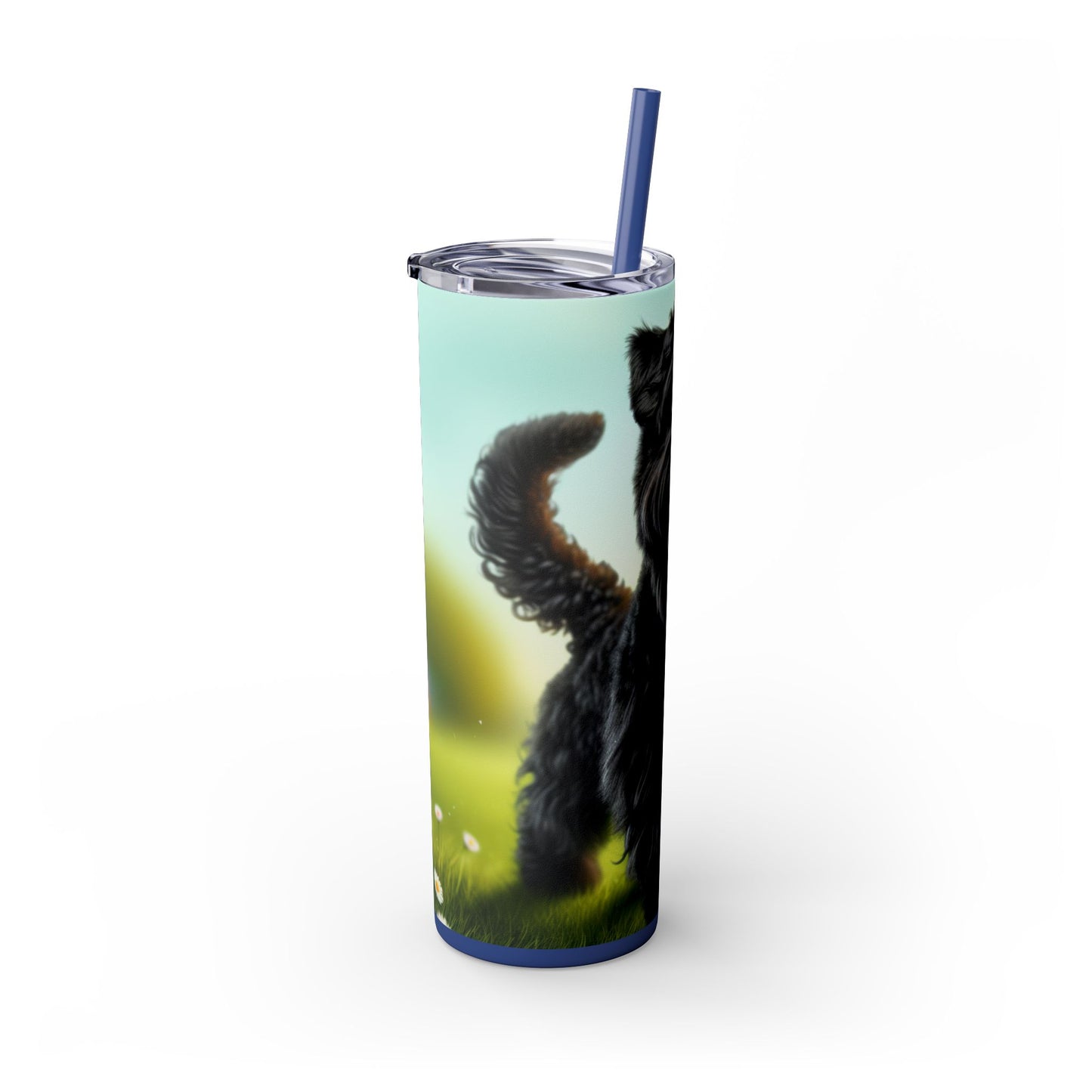Russian Black Terrier Skinny Tumbler with Straw, 20oz