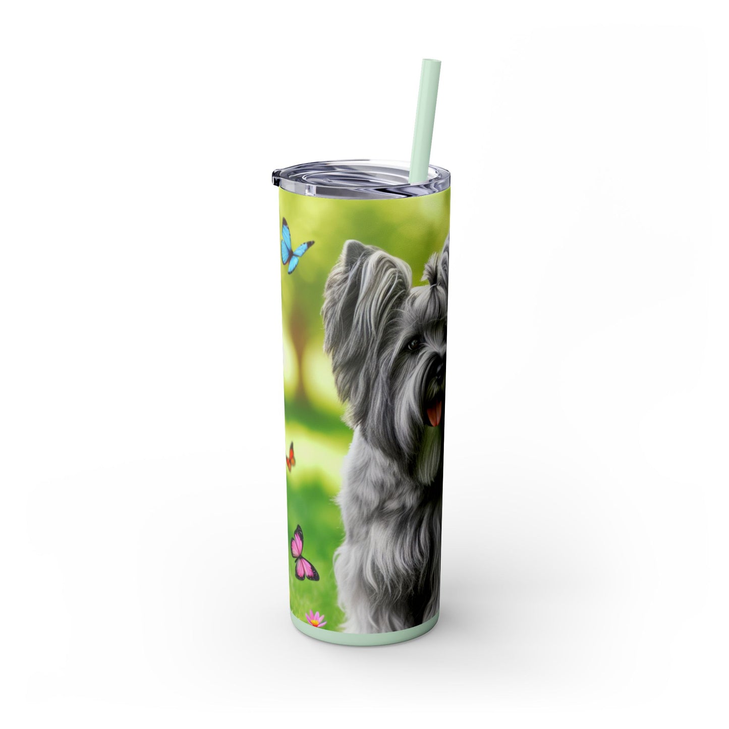 Skye Terrier Skinny Tumbler with Straw, 20oz