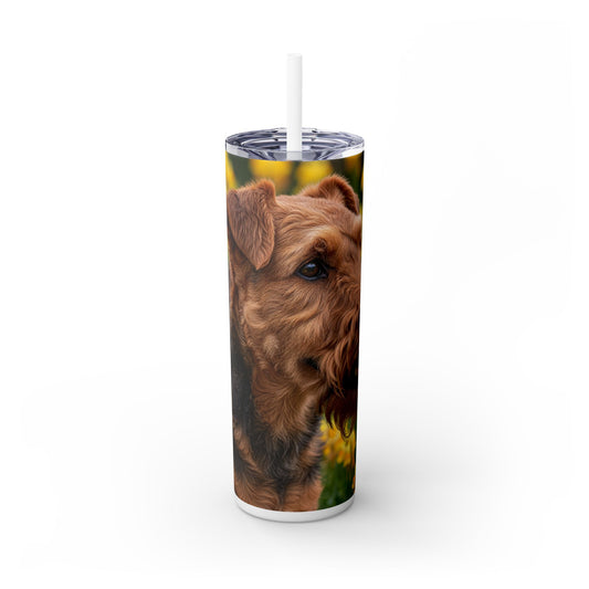 Welsh Terrier Skinny Tumbler with Straw, 20oz