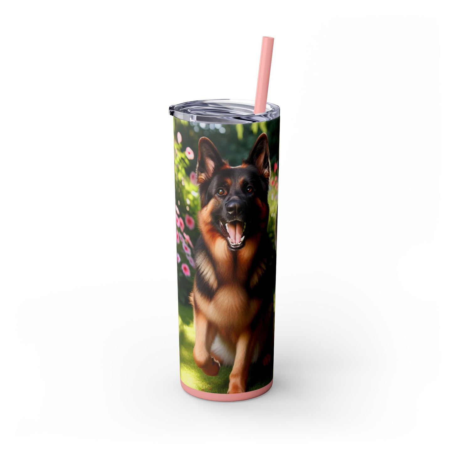 German Shepherd Skinny Tumbler with Straw, 20oz