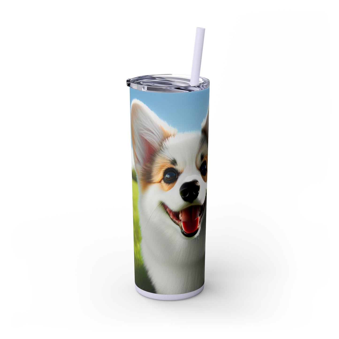 Welsh Corgi Cardigan Skinny Tumbler with Straw, 20oz