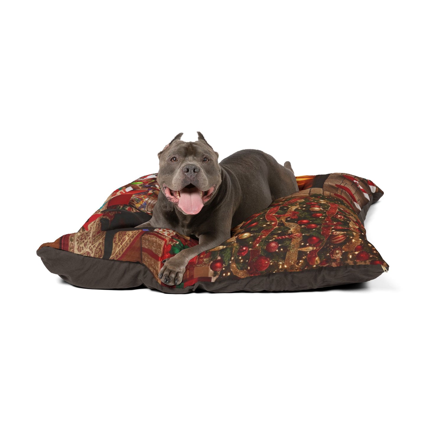 Festive Holiday Fireplace Pet Bed