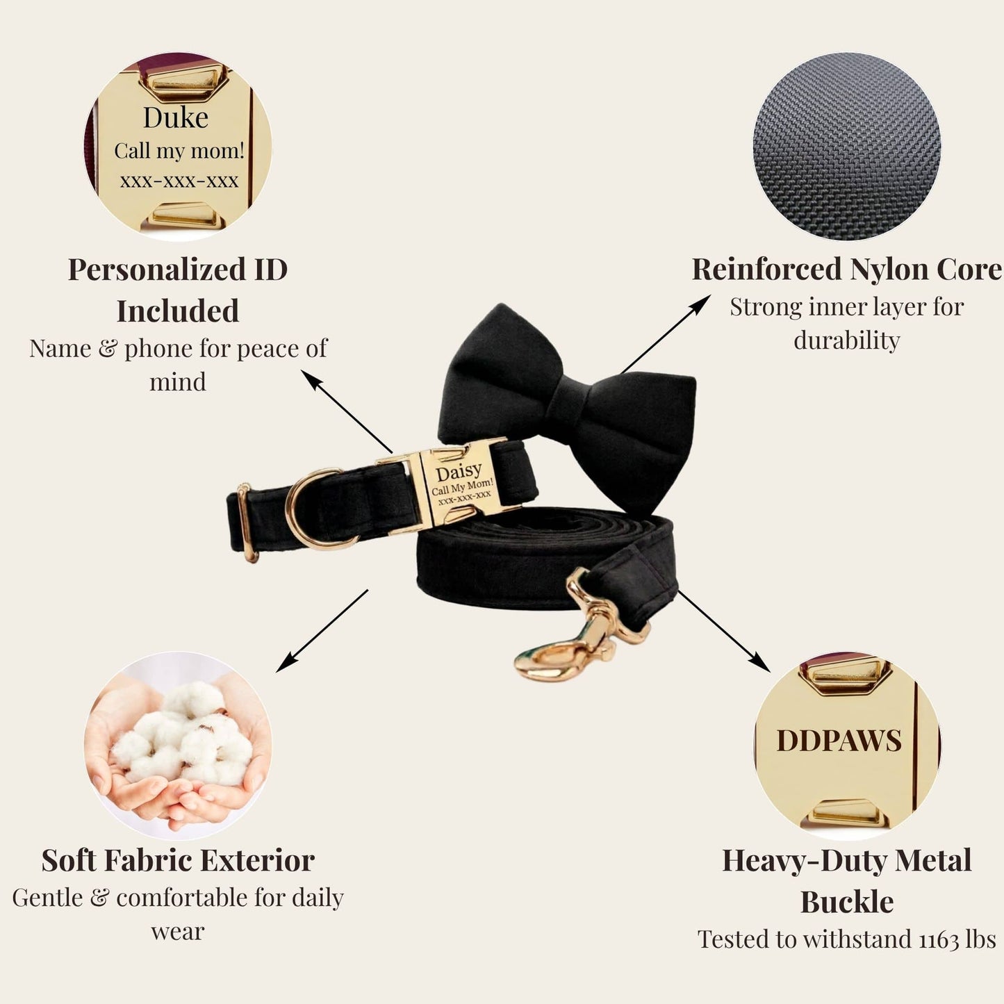 Conjunto clásico de terciopelo negro personalizado