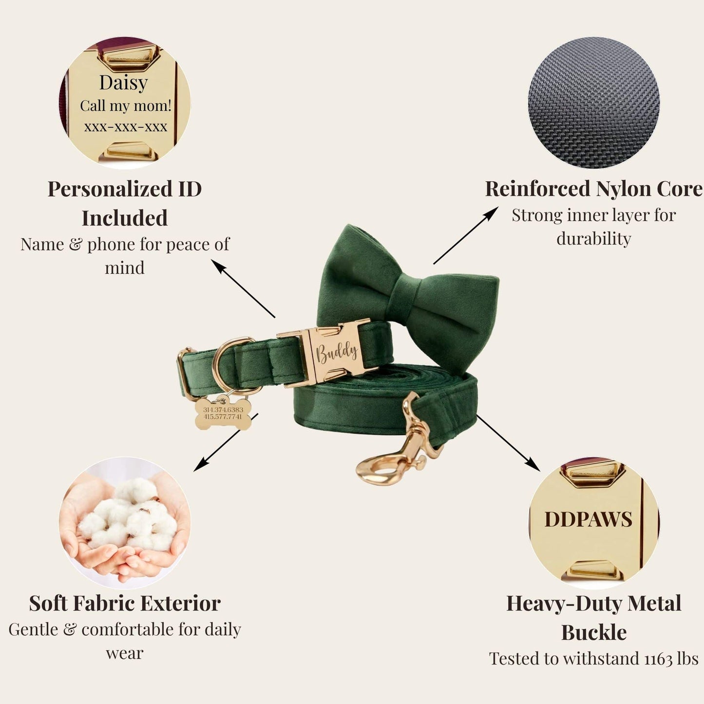 Ensemble classique personnalisé en velours vert foncé