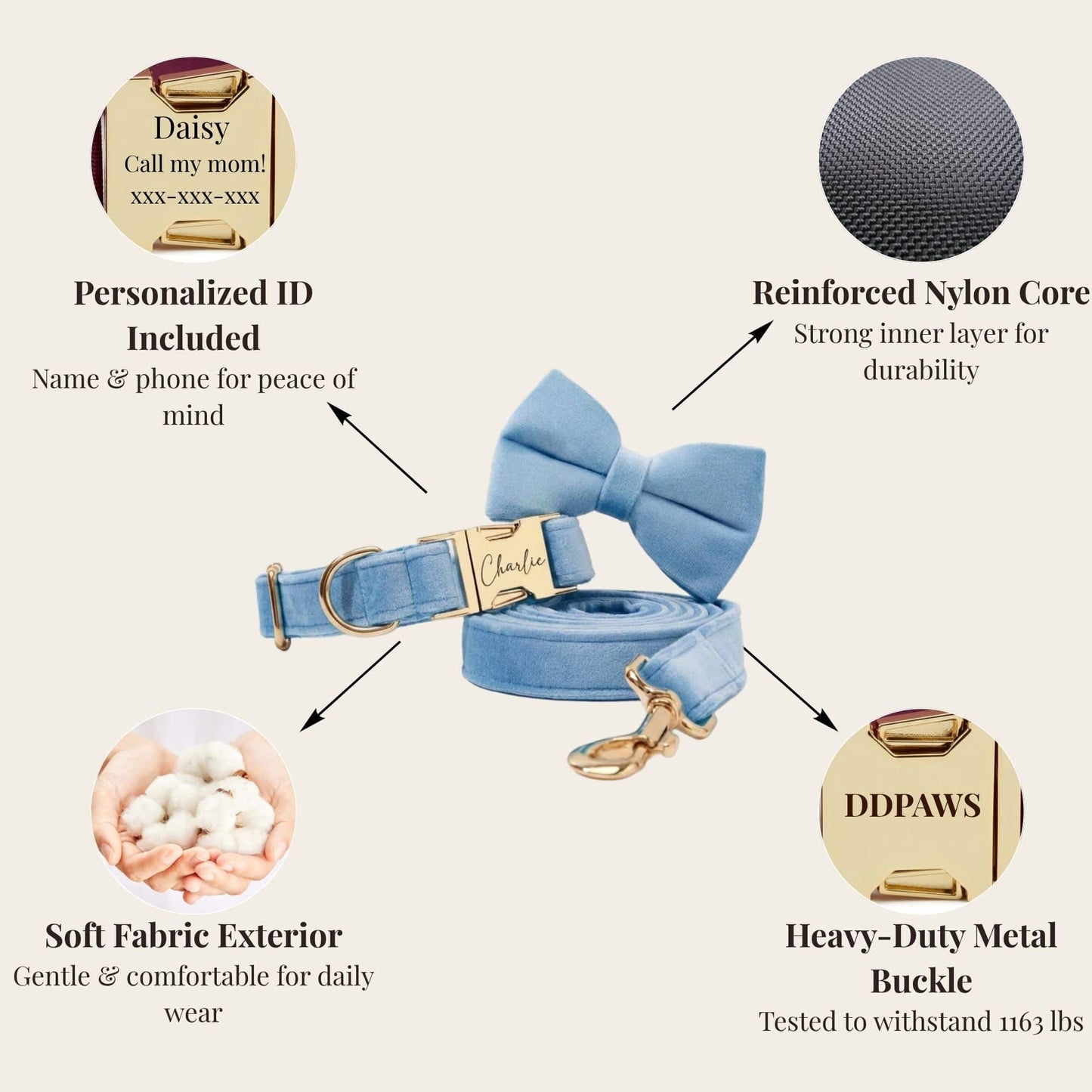 Ensemble classique personnalisé en velours bleu