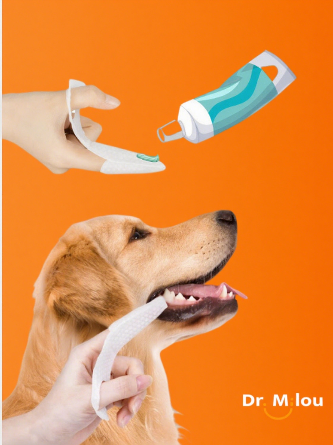 Toallitas dentales para dedos Dr. Milou para mascotas: cuidado bucal diario para perros y gatos