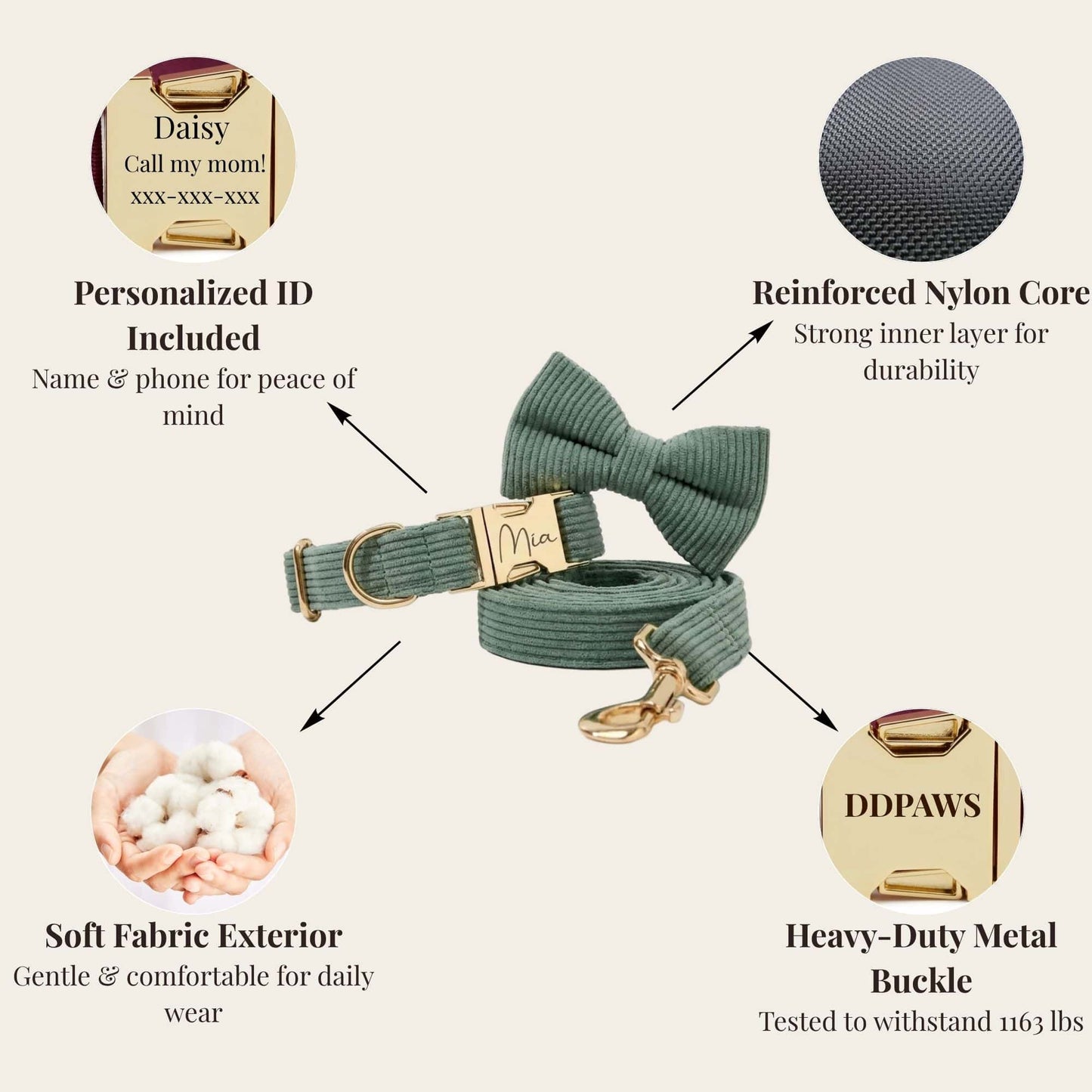 Ensemble classique personnalisé en velours côtelé vert foncé