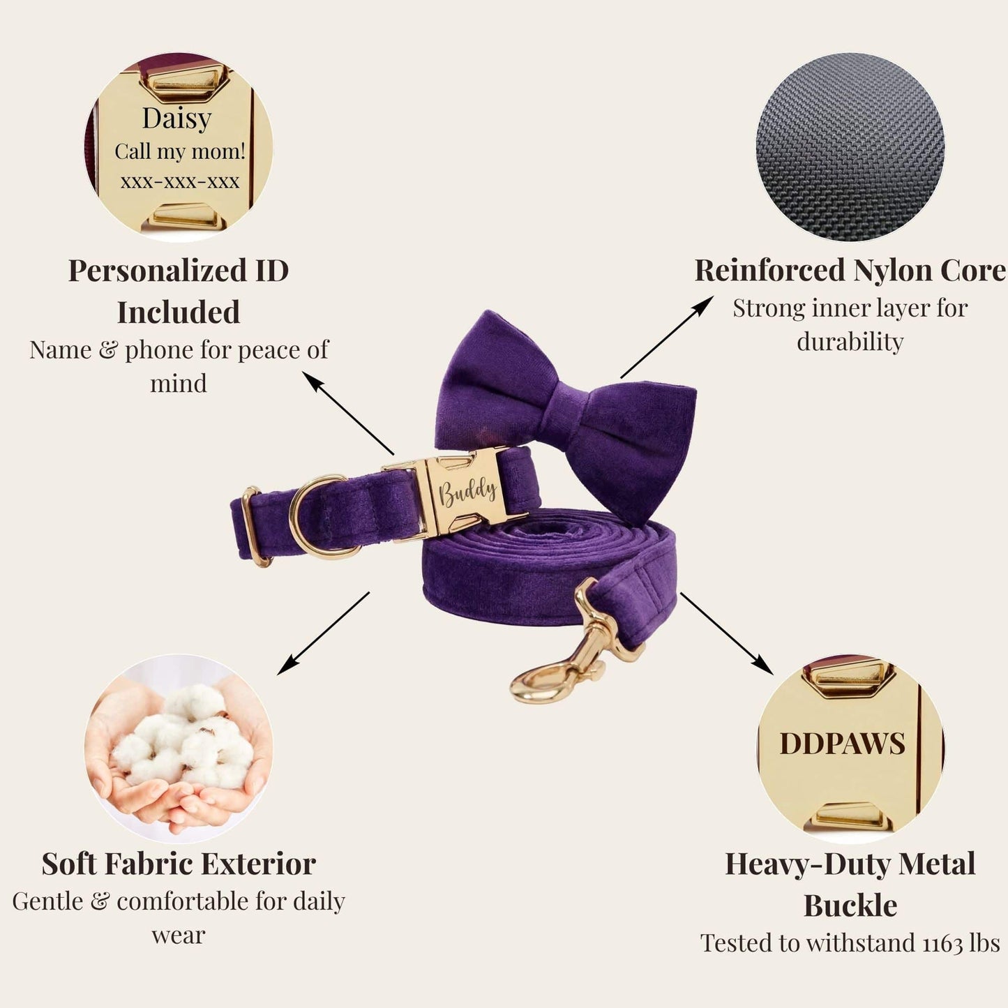 Ensemble classique personnalisé en velours violet