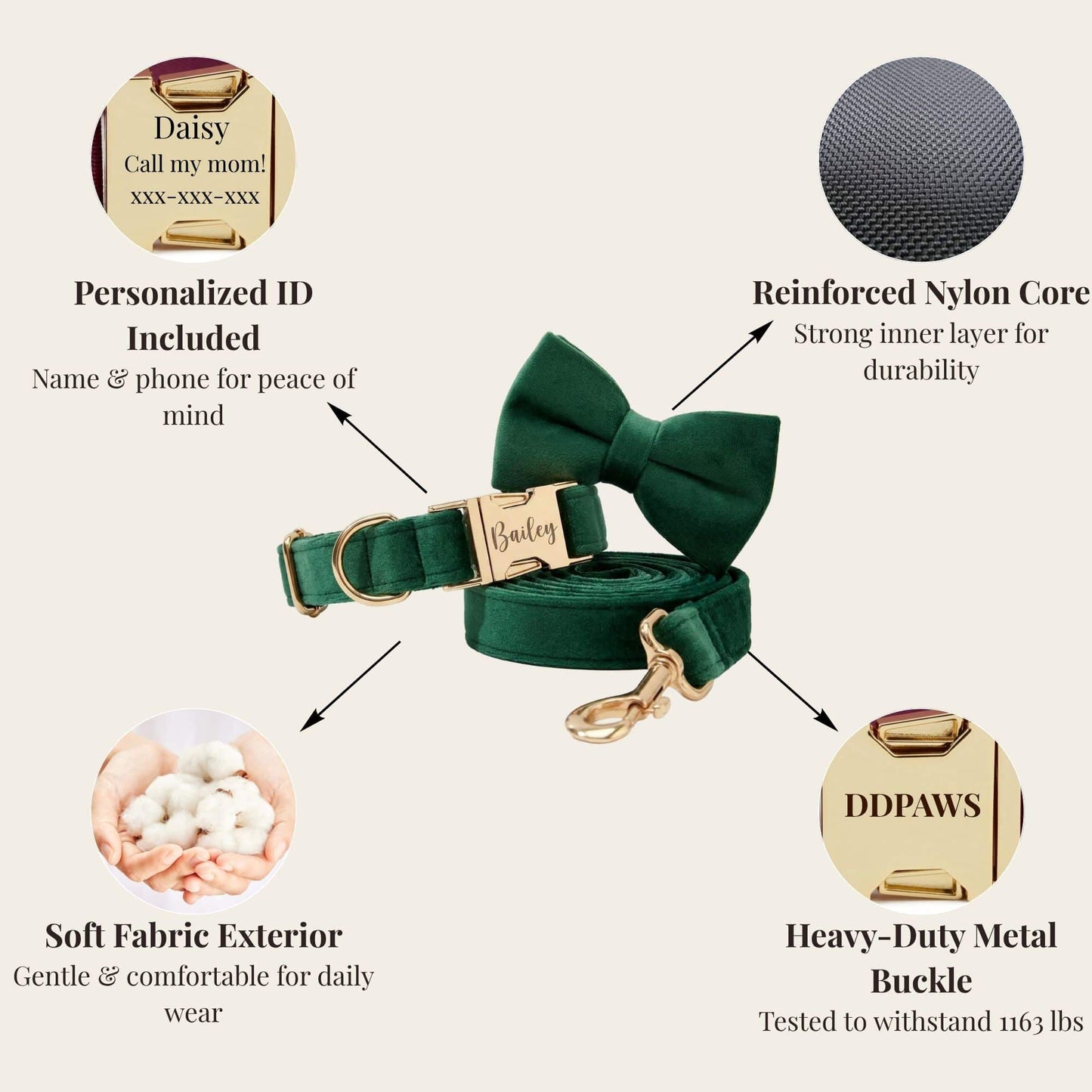 Ensemble classique personnalisé en velours vert forêt
