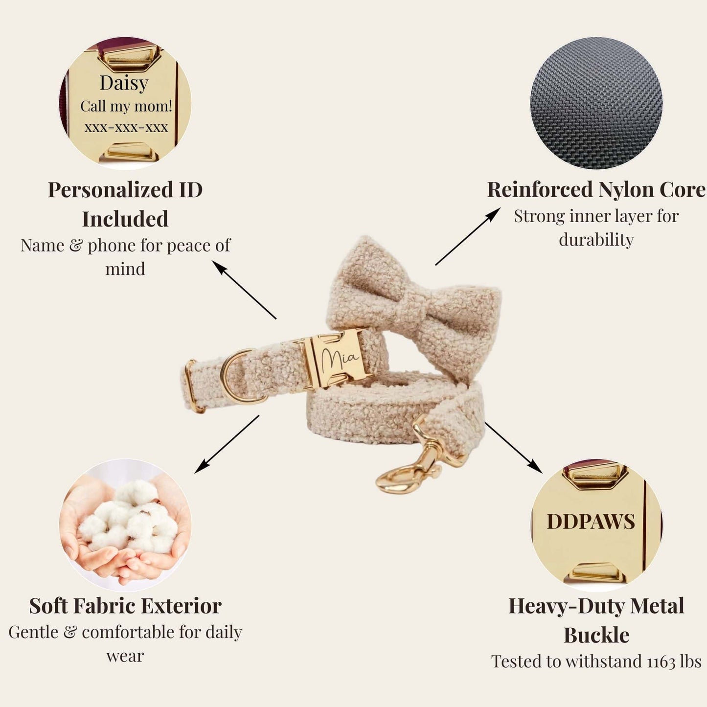 Ensemble classique ours en peluche beige personnalisé