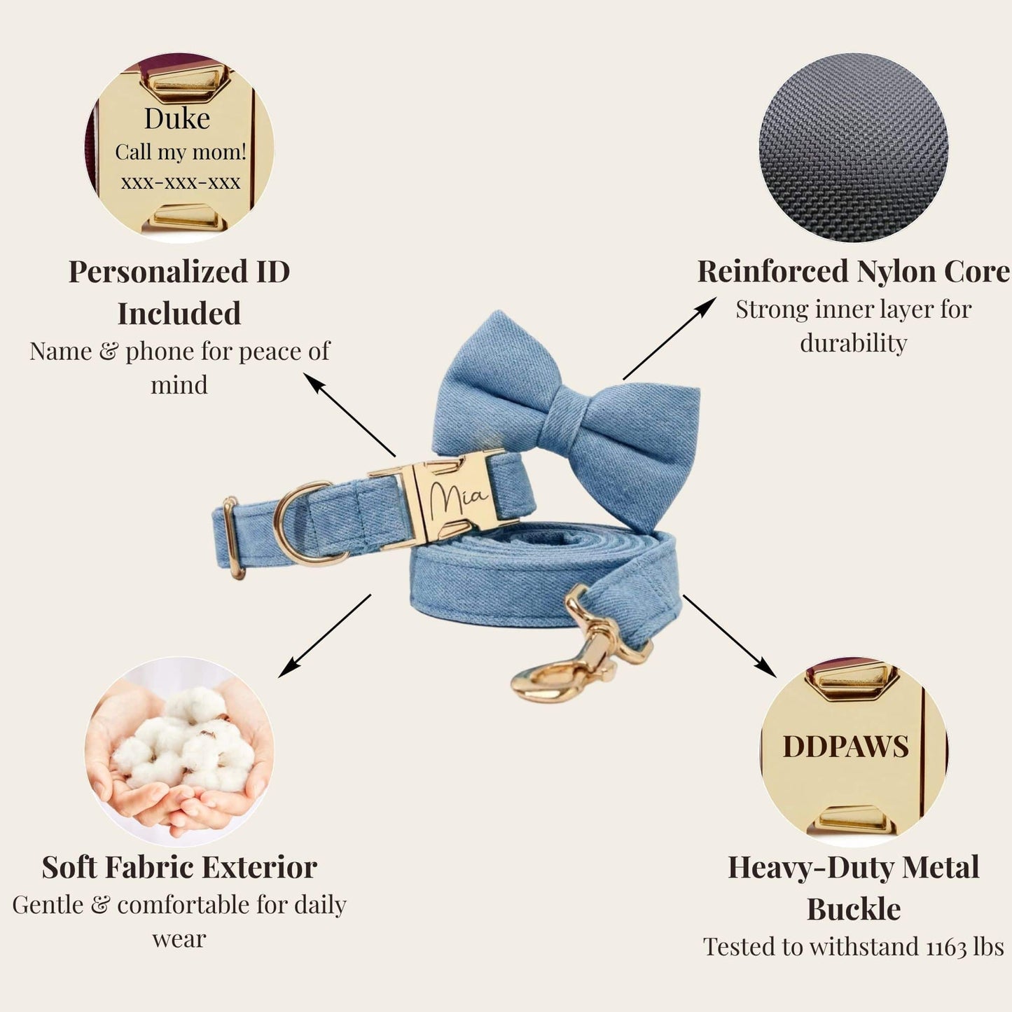 Ensemble classique en denim bleu personnalisé