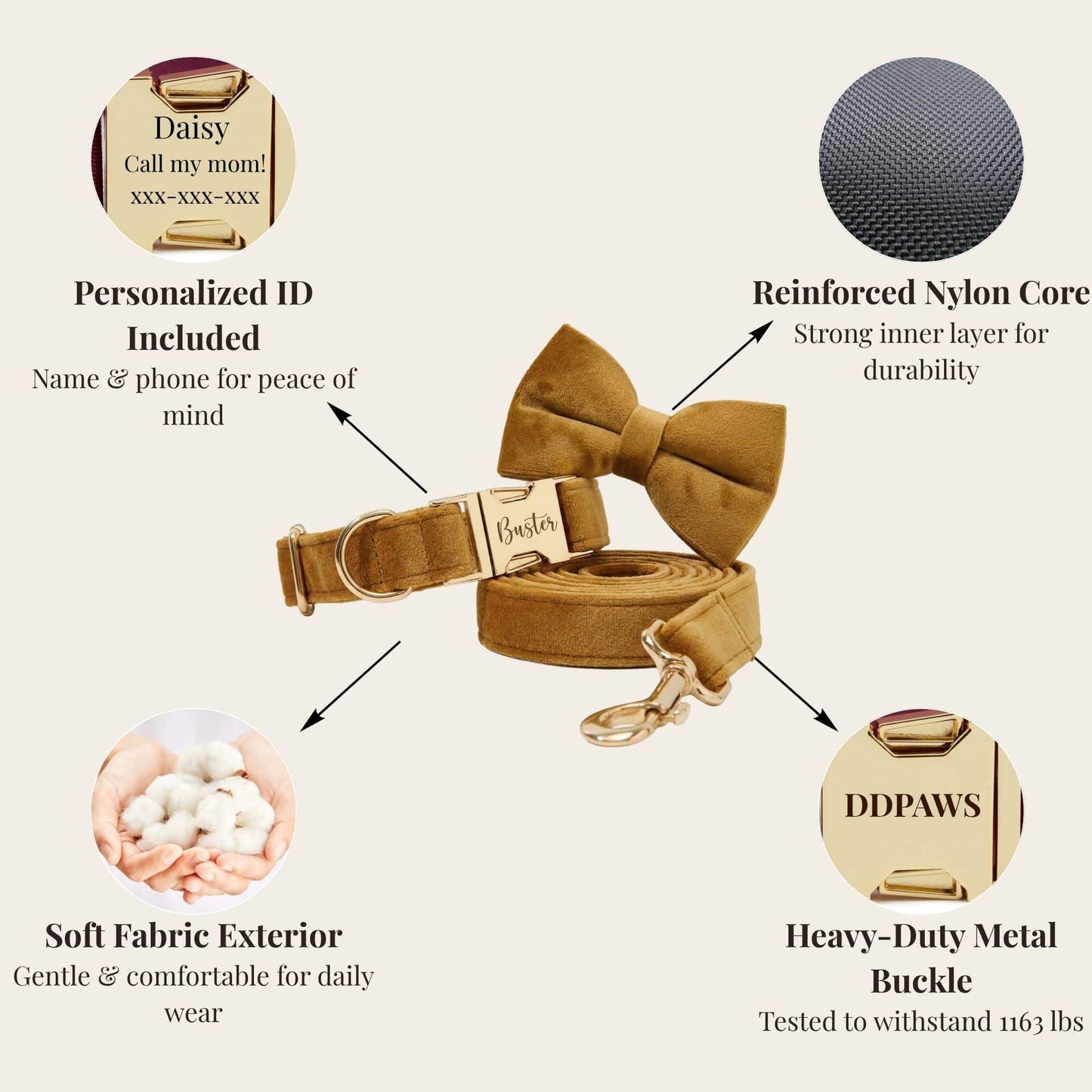 Ensemble classique personnalisé en velours café clair