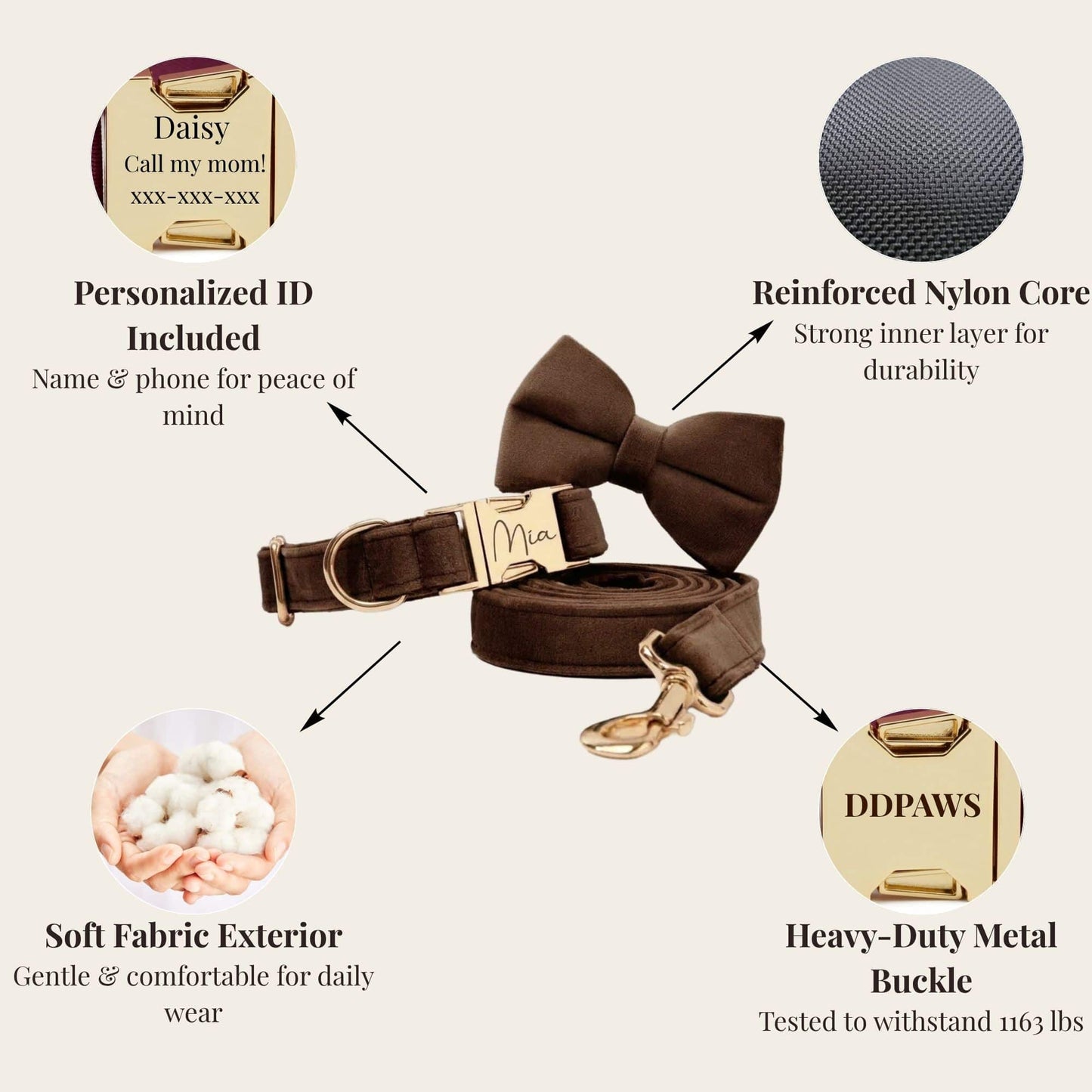 Ensemble classique personnalisé en velours marron foncé