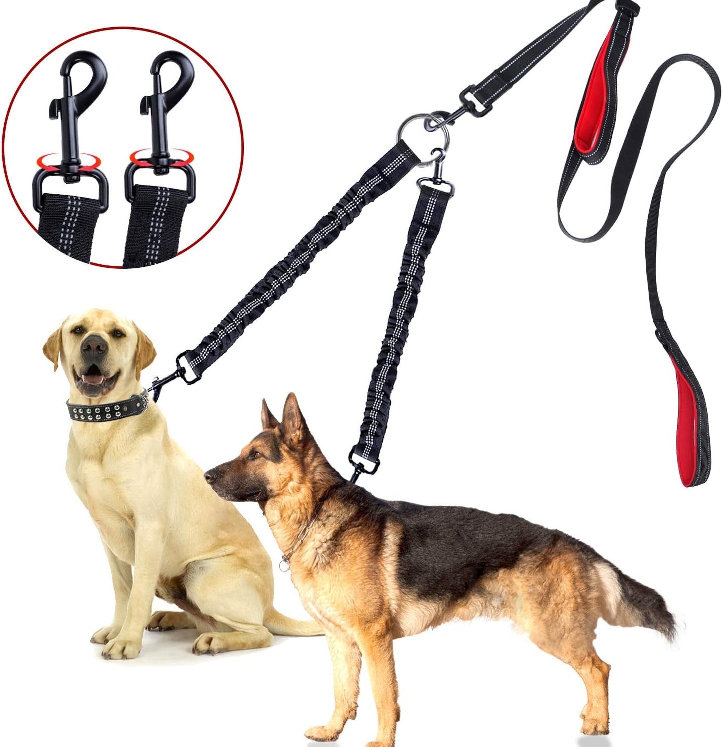 ¡Pasea a tus perros con estilo! 🐾✨ Descubre nuestra correa doble giratoria de 360°: ¡sin enredos y máxima comodidad! ¡Perfecta para dos cachorros de hasta 90 kg! 🐶❤️
