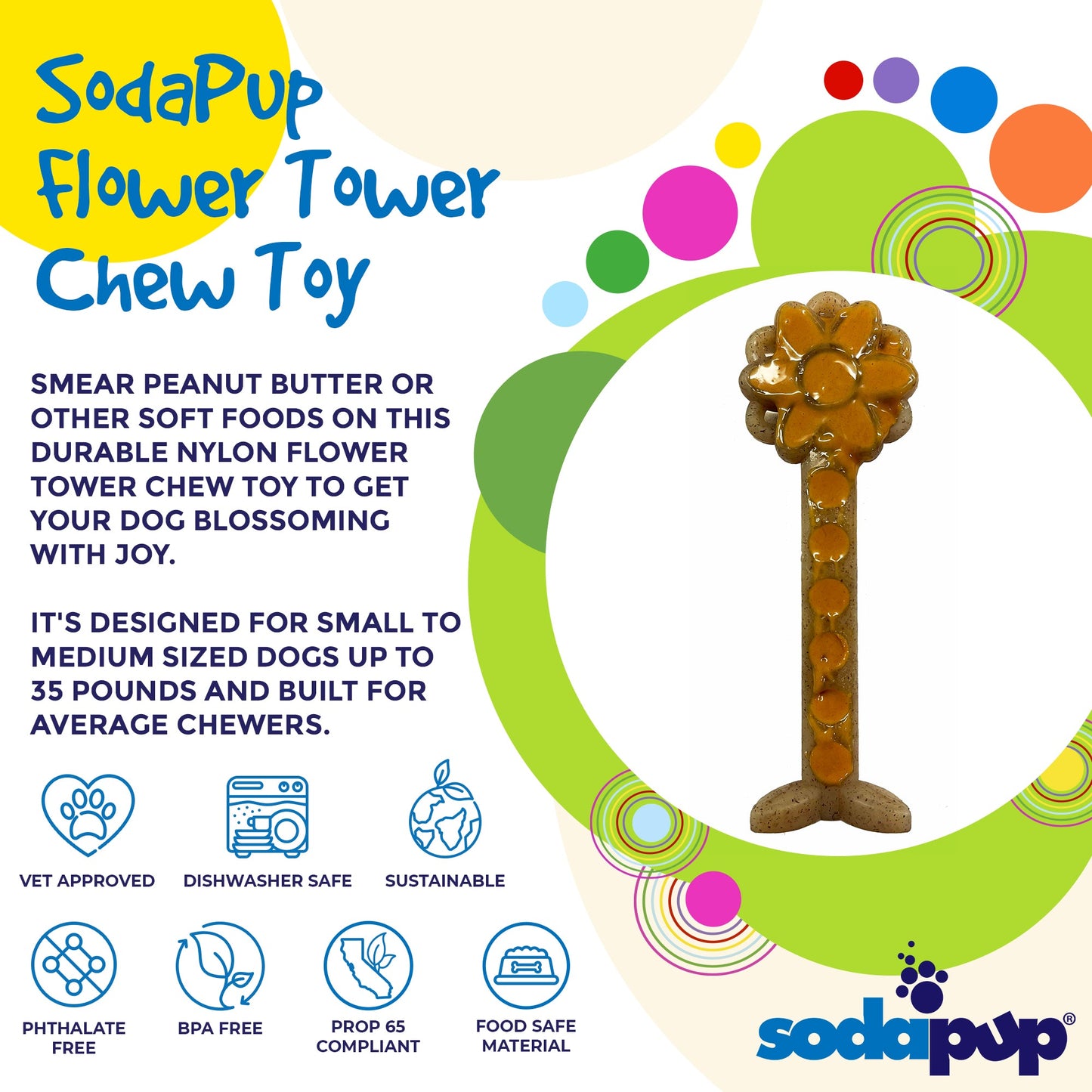 Flower Tower Nylon Chew Toy for Aggressive Chewers - USA Made Enrichment Toy