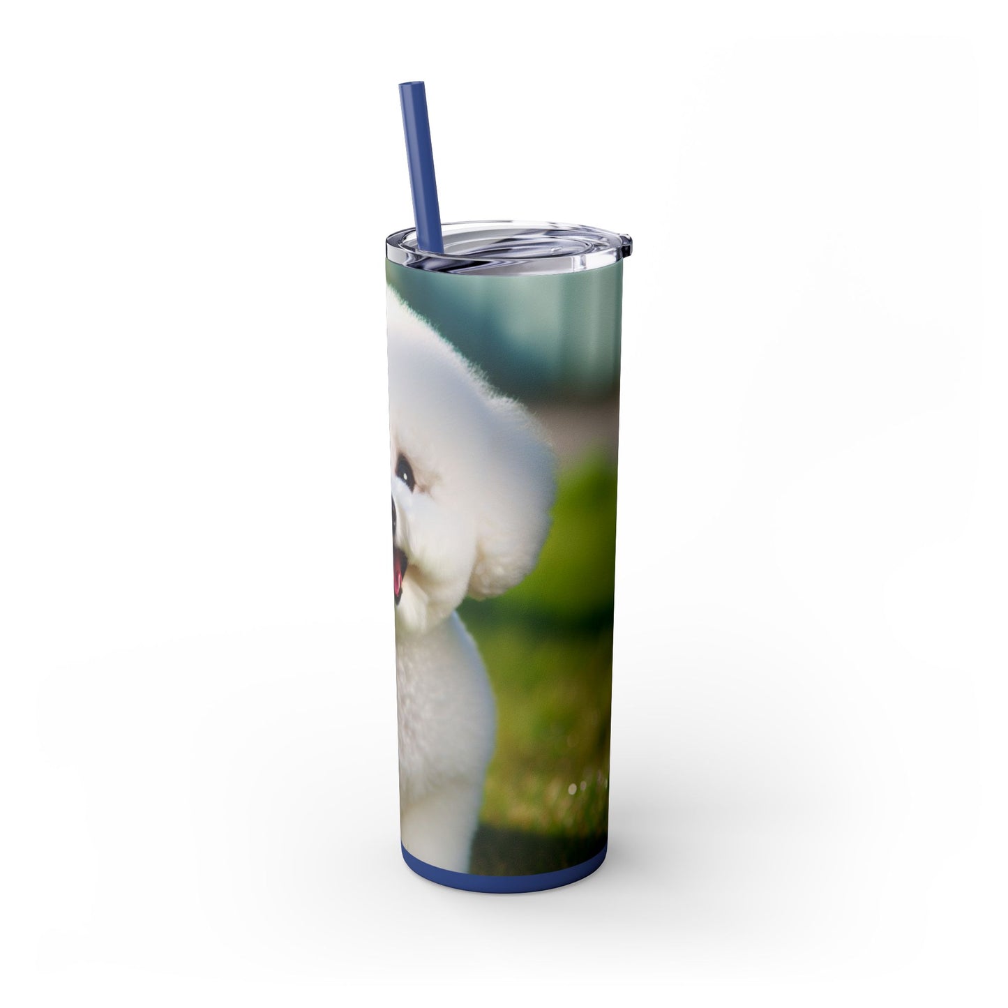 Bichon Frise Skinny Tumbler with Straw, 20oz