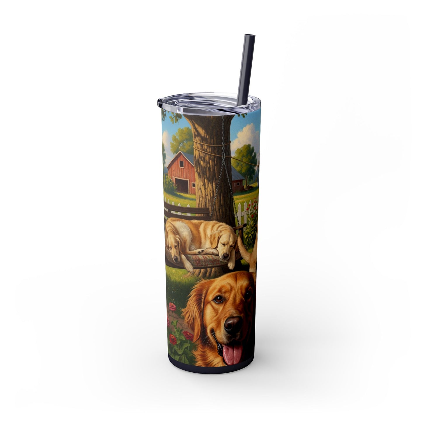 Golden Retriever Skinny Tumbler with Straw, 20oz