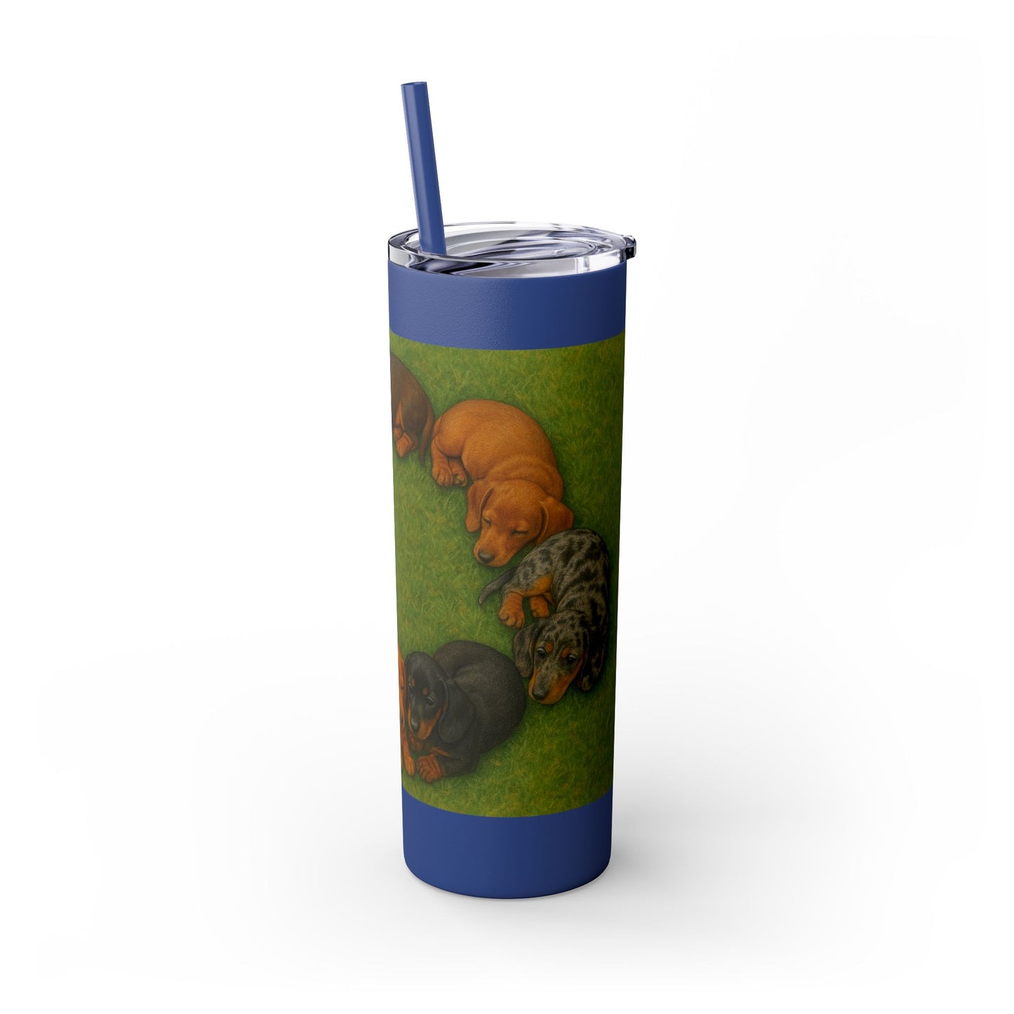 Gobelet isotherme avec paille, motif chiots teckels, 590 ml