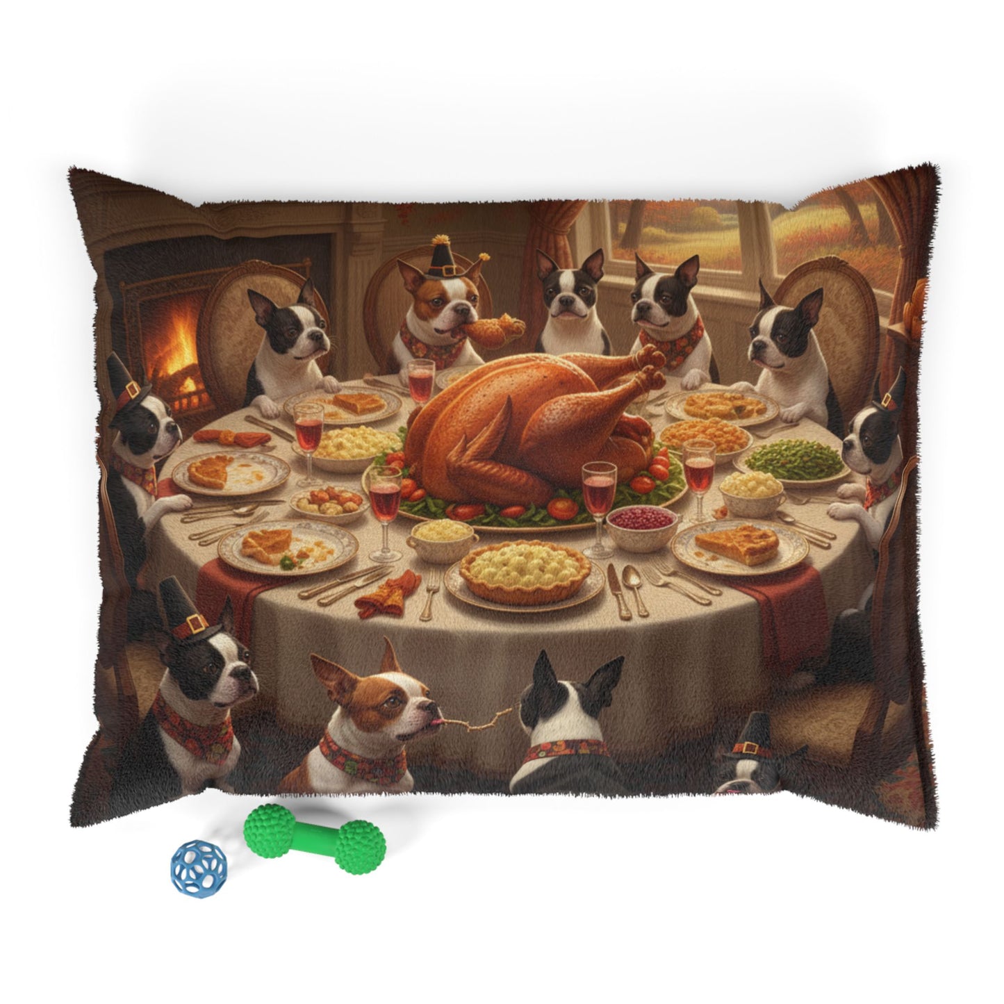 Boston Terrier Thanksgiving Dinner Pet Bed