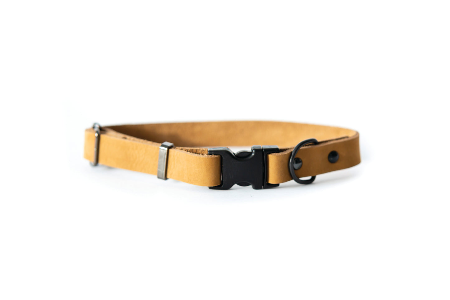 Collar deportivo de cuero color caqui para perro