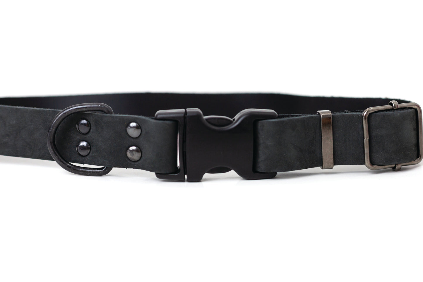Collar deportivo de cuero negro medianoche para perro