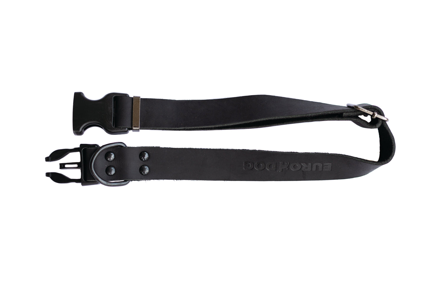 Collar deportivo de cuero negro medianoche para perro