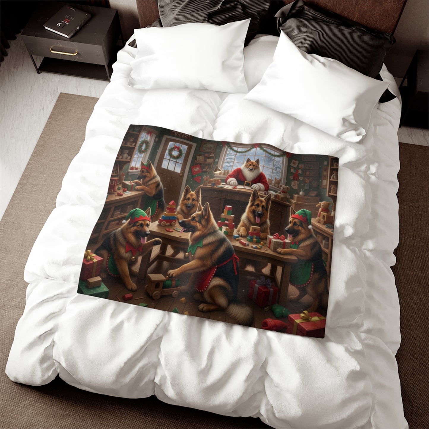 German Shepherd Holiday Workshop Blanket